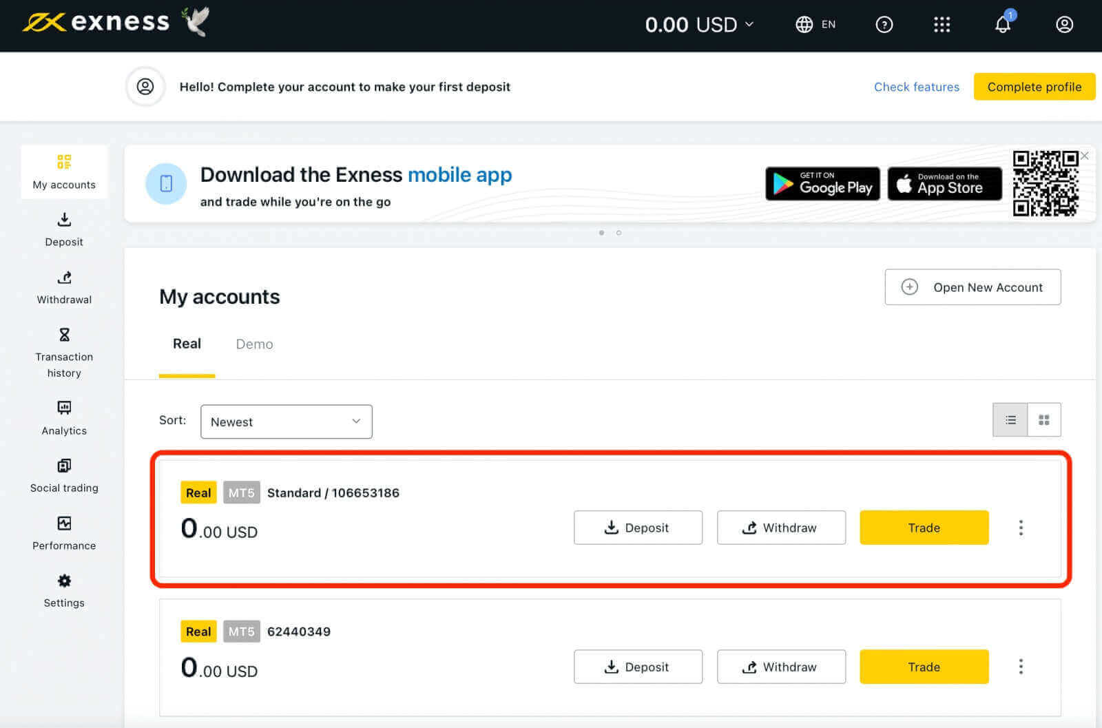 نحوه باز کردن حساب و ورود به Exness